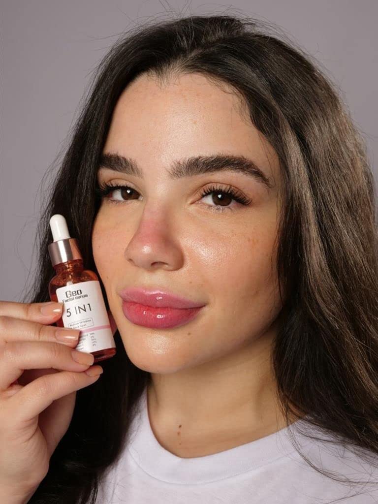 Geo Facial - Serum 5 in 1 - Facial serum with hialuronic acid, vitamin E, Vitamin C, Collagen, Niacinamide avoid acne, dark spots, correct skin tone, maximum hidration