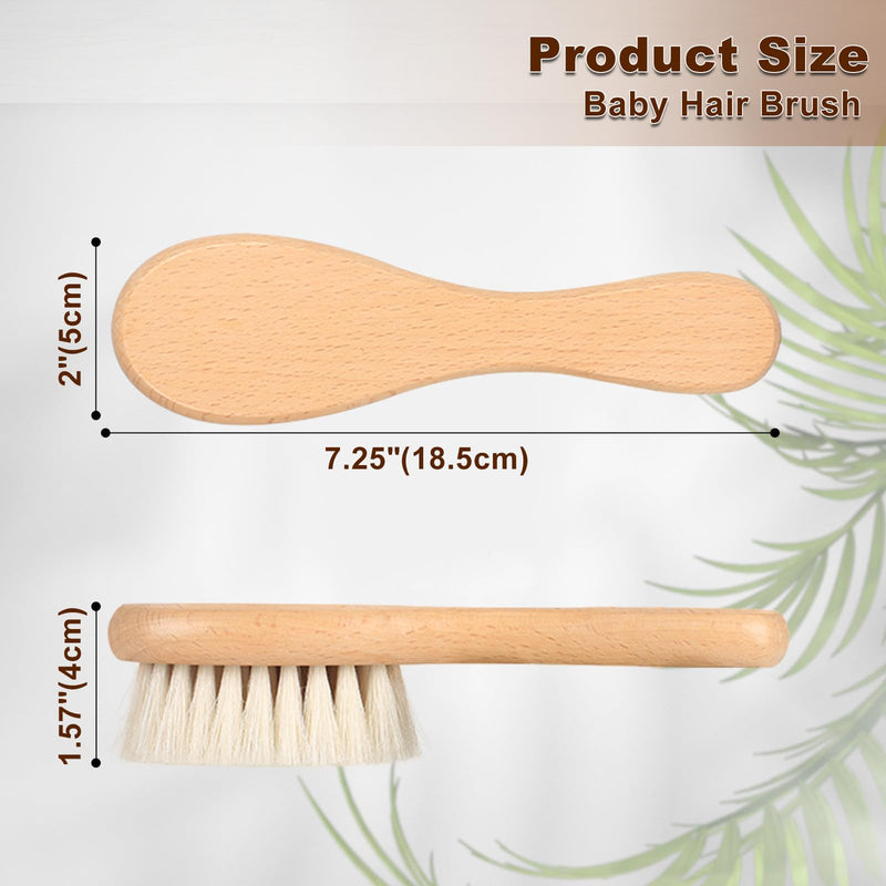 Baby Hair Brush - 2 piece Baby Hair Brush With Premium Goat Bristle, Natural Wooden Baby Hair Brush for Newborns & Toddlers, Ideal For Cradle Cap