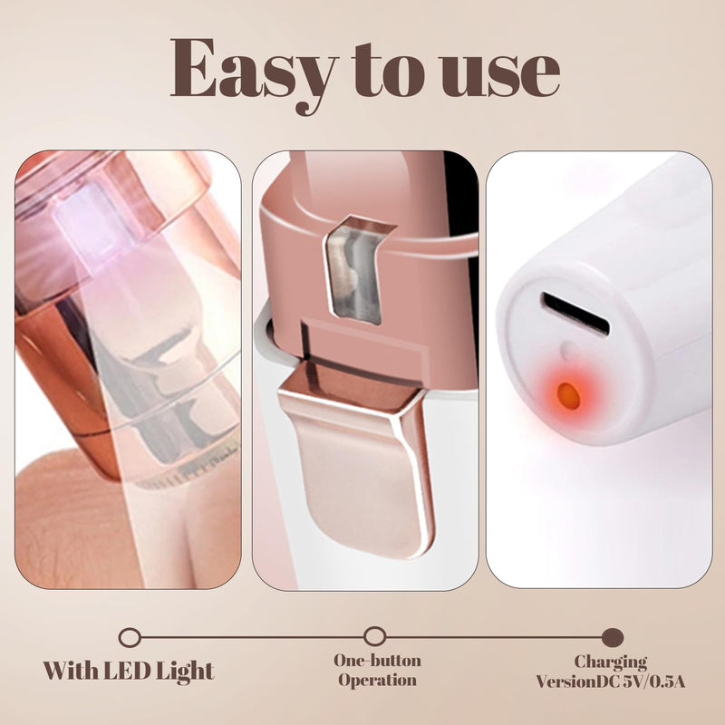 Epilator Facial-Nose Hair Trimmer-Removal for Women Face Eyebrow Trimmer 2 in 1 Design Epilators with LED Light Rechargeable Hair Remover-Removal Device Face Shaver for Women