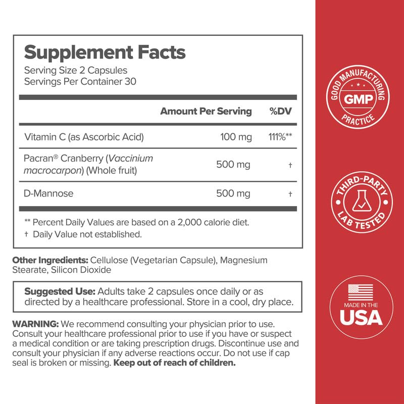[Australia] - O Positiv URO Urinary Tract Health Supplement for Women, 60 Count (Pack of 1) - Urinary Support Vitamins with Pacran Complete Cranberry Extract, D-Mannose, & Vitamin C - Vegan & Gluten-Free 60 Count (Pack of 1) 
