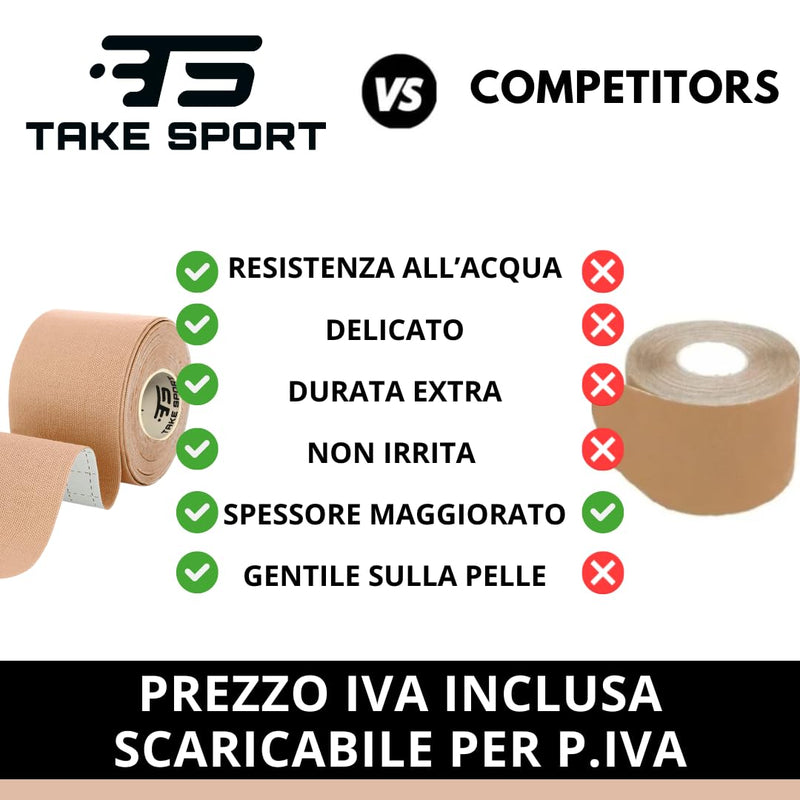 TAKE Sport Kinesiology Tape Gentle KinesioTape, Kinesiology Tape, Kinesiology Tape, 6 Rolls, 5 x 5 m Each, 95% Cotton 5% Spandex, Elastic, for Sensitive Skin, Beige (Skin/Skin)