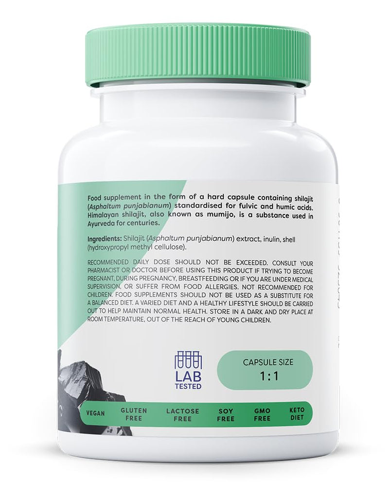 Osavi Himalayan Shilajit 500 mg – 60 Vegan Capsules | Standardised to 60% Fulvic & 12% Humic Acids | Natural Mumijo Extract from Himalayas (Himachal Pradesh & Nepal) | Ayurvedic Tradition