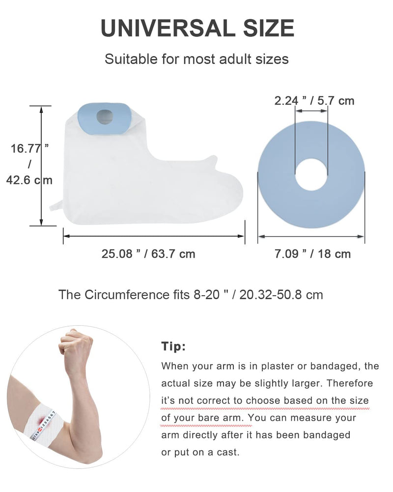 [Australia] - Cast Covers for Shower Arm, Waterproof Cast Cover Arm Adult, Soft Comfortable Cast Protector for Shower Arm, Reusable Elastic Cast Bag for Bandage, Wound Care Supplies, After Surgery Gifts 