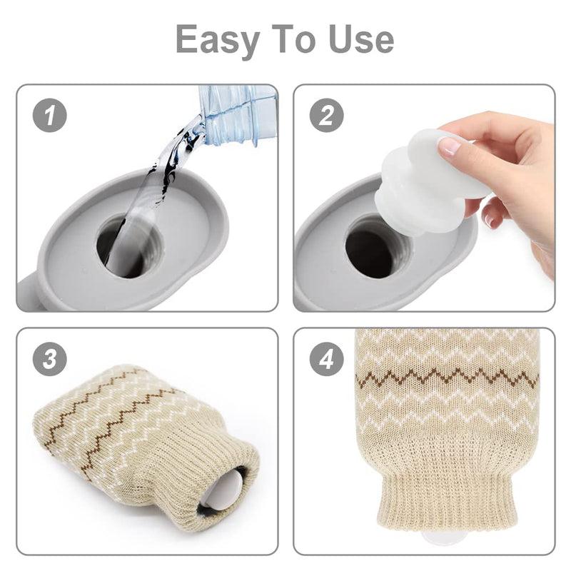 [Australia] - 320ml Hot Water Bottle with Knit Cover, Mini Hot Bag for Pain Relief, Waist, Back, Neck, Shoulders, Small Leak-proof Hot Water Bottle with Removable Cover for Women, Kids 320ML-GREY 