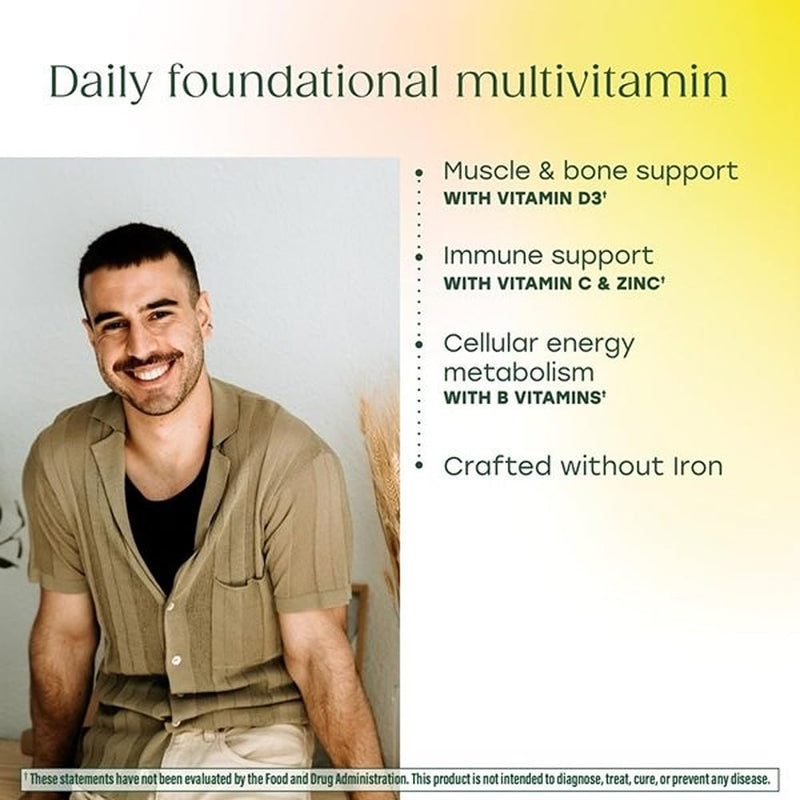MegaFood One Daily Iron Free Multivitamin for Adults, 60 Tablets | Multivitamin for Women and Men, Immune Support Supplement, Cellular Energy, Muscle & Bone Health, Vegetarian, 60 Servings 60 Count (Pack of 1)