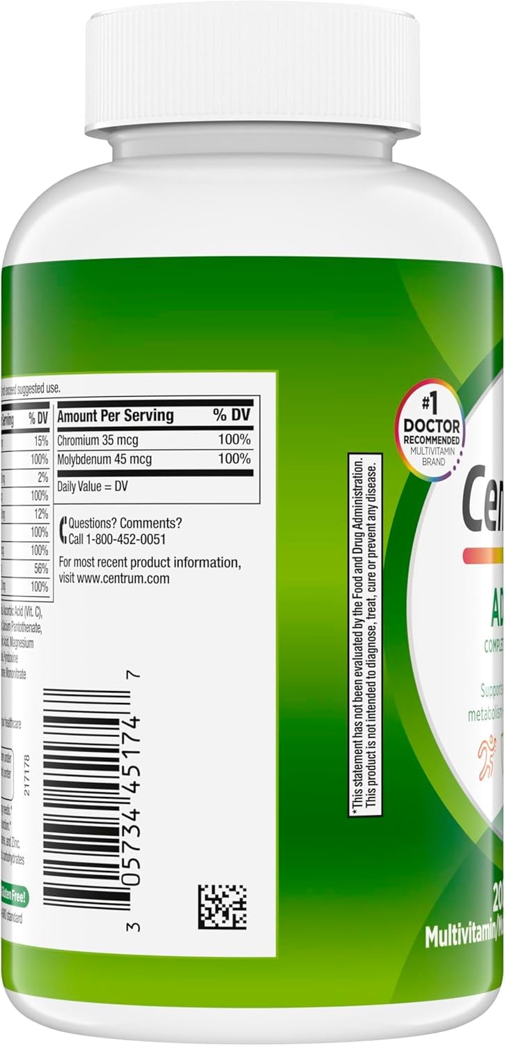 Centrum Adult Multivitamin/Multimineral Supplement with Antioxidants, Zinc, Vitamin D3 and B Vitamins, Gluten Free, Non-GMO Ingredients - 200 Count New 200 Count (Pack of 1)