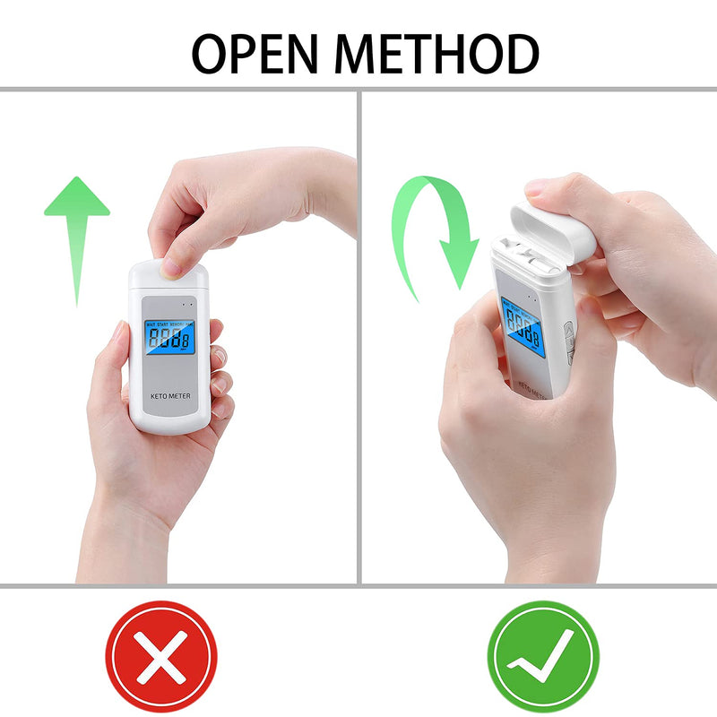 [Australia] - Rechargeable Ketone Meter Analyzer Professional Grade Accuracy Breath Ketone Meter LCD Digital Display Ketosis Breath Breathalyzer Tracing Ketones Status with 10 Mouthpieces White-1 
