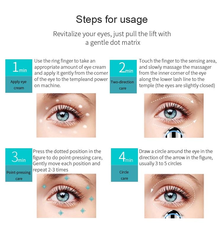 Electric Eye Massager Wand, Rechargeable Facial Massager, Facial Vibrating Treatment, LED Light Treatment, for Dark Circles, Eye Bags, Puffiness Under Eyes(Pink) Pink