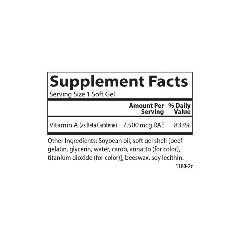 [Australia] - Carlson - Super Beta Carotene, 25000 IU (15 mg), Vitamin A as Beta Carotene, Bioavailable and Bioactive Form, Vision Health, Healthy Skin, 50 Softgels 