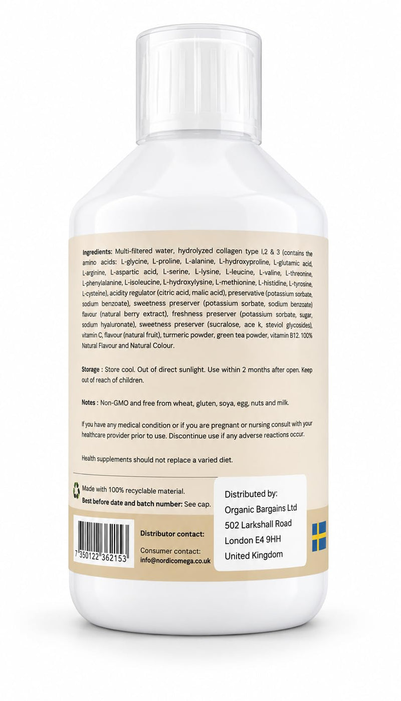 JointSupport Collagen, Berry Flavour, Sugar Free, 500ml, Made in Sweden (Pack of 1, Berry) 500 ml (Pack of 1)