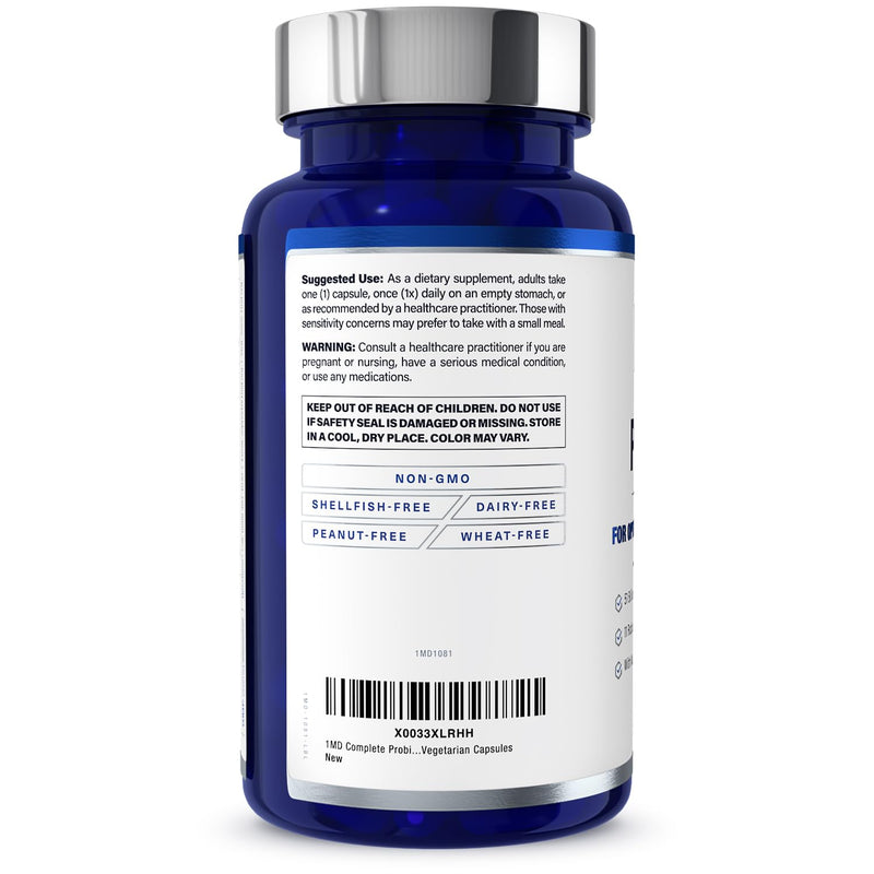 [Australia] - 1MD Nutrition Complete Probiotics Platinum - w/Prebiotics and Probiotics for Digestive Health - Probiotic Supplement for Women & Men - More Than 50 Billion Live CFU 11 Strains Dairy-Free - 30 Caps 30 Count (Pack of 1) 