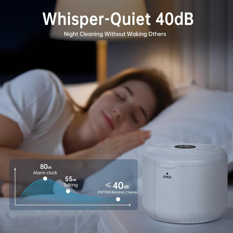 [Australia] - Ultrasonic Retainer Cleaner Machine, 45kHz Dental Cleaning Pod for Dentures, Aligners, Mouth Guards, Night Guards, Jewelry, Toothbrush, 5/10/15-Minute Timer, 200ML 