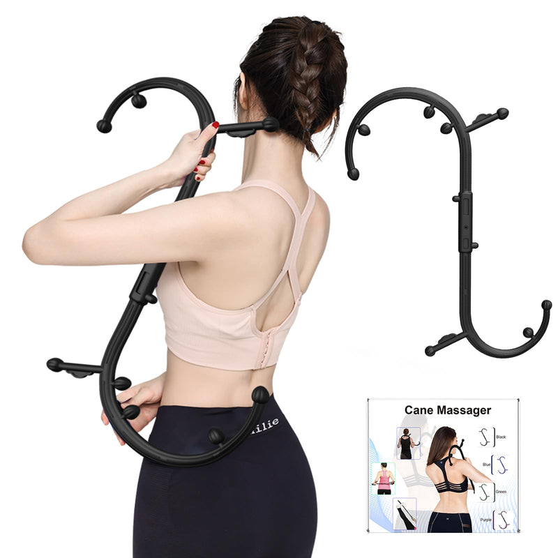 [Australia] - Birthday gifts for women/men Back and Neck Massager - Massage Trigger Point Cane,Self Massage Tool Muscle Release Tool(Black), Gifts for Women/Men 