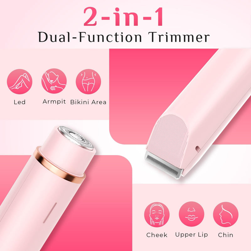 [Australia] - 2025 New 2-in-1 Electric Bikini Trimmer for Women - Dual Head Electric Razor,Waterproof Painless Bikini Shaver, Pubic Hair Trimmer for Private Area & Body Hair, Pink 