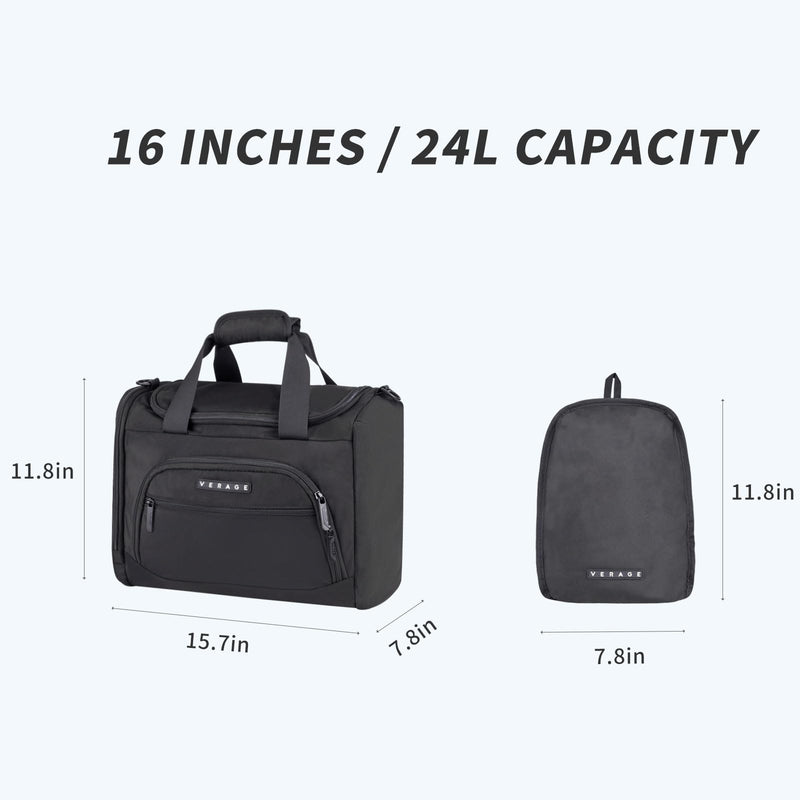VERAGE Garment Bags Foldable Travel Duffel Bag,Lightweight Carry on Luggage Deep Black Garment Bags 20-Inch
