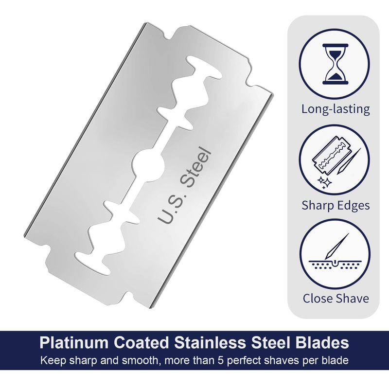 Matte Black Safety Razor and 50 Razor Blades