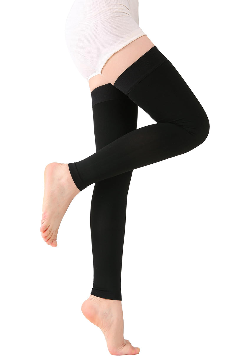 [Australia] - TOFLY¬Æ Medical Thigh High Compression Stockings Footless for Women & Men, Opaque Support Hose, 20-30mmHg Graduated Compression Socks with Silicone Band for Varicose Veins, Edema, DVT, 1 Pair Black 2XL XX-Large 20-30mmhg Footless Black 