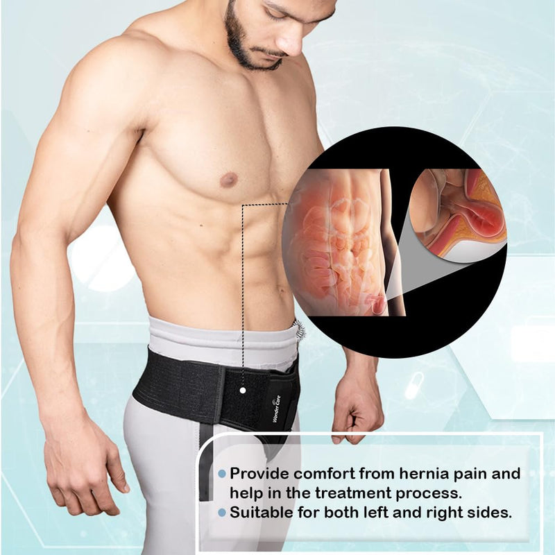 Wonder Care-Single Right Side Inguinal Hernia Belt Support Brace - Truss Brace with 1 Removable Compression pad and Adjustable Groin Strap and truss hernia support pre surgery - Small