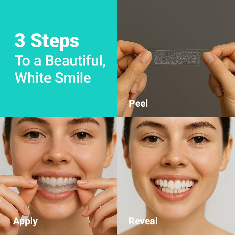 [Australia] - Proffesional Teeth Whitening Strips - 14 Treatments Kit, Peroxide Free, Enamel Safe White Strips, Non-Slip, Dry Strip Technology for Coffee, Wine, Tobacco, and Other Stains (Mint) 
