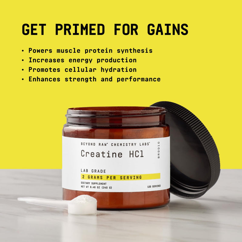 [Australia] - BEYOND RAW Chemistry Labs Creatine HCl Powder | Improves Muscle Performance | 120 Servings 120 Servings (Pack of 1) 