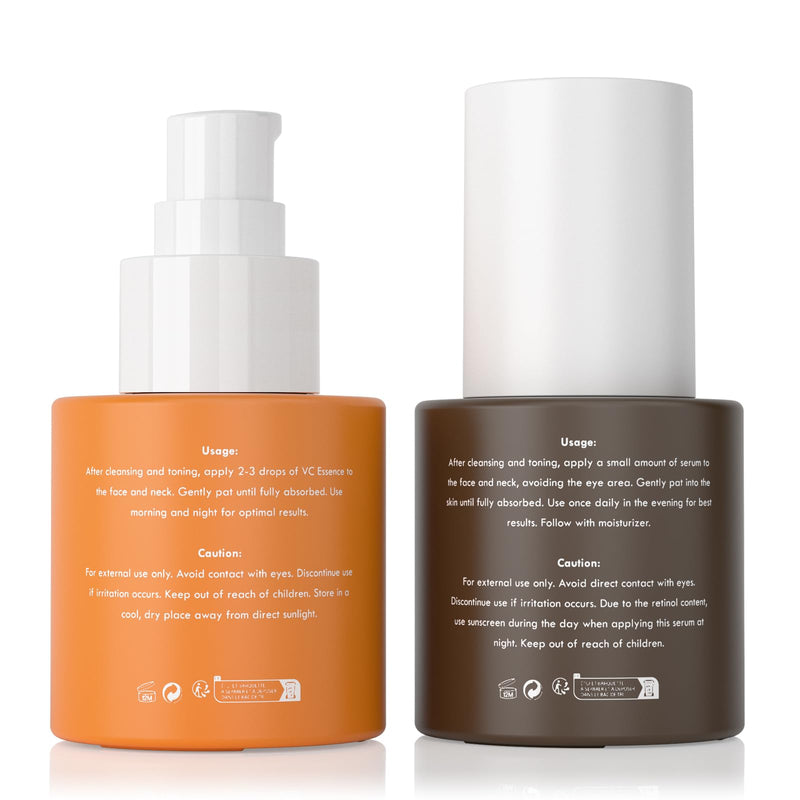 Sefralls Face Serum Duo – Retinol Vitamin C – Anti Aging Skin Care Set for Women, Anti Wrinkle, Smooth, & Firm Skin – 1 fl oz, 2 Bottles
