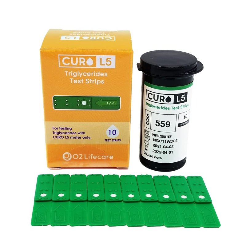 CUROFIT Fast and Accurate Blood TRIGLYCERIDES Test Strips - Easy Capillary Action, Near Lab-Quality Results, for Home Use, 10 Count