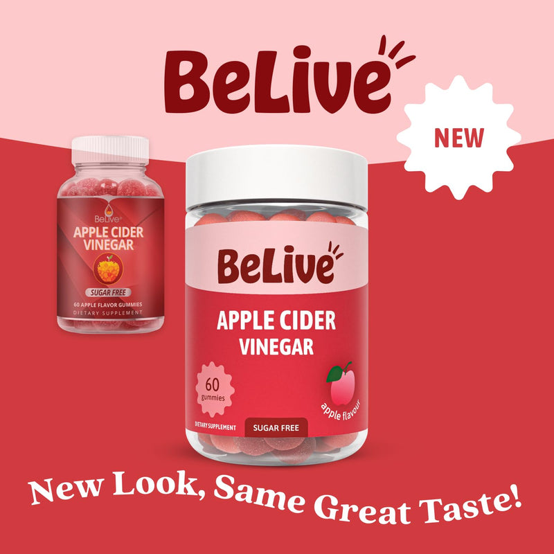 BeLive Apple Cider Vinegar Gummies, 500mg, for Digestive Health, Zero Sugar | ACV Supplement for Digestion Support, Bloating, and Detox, Apple Flavor, Gluten Free, 60 count 60 Count (Pack of 1)
