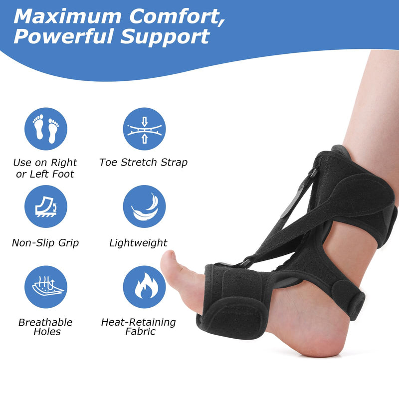 [Australia] - Plantar Fasciitis Night Splint with Massage Ball & Arch Pads, Foot Brace Support for Achilles Tendonitis, Foot Drop & Heel Spur – Adjustable Night Splint for Women & Men, Black 