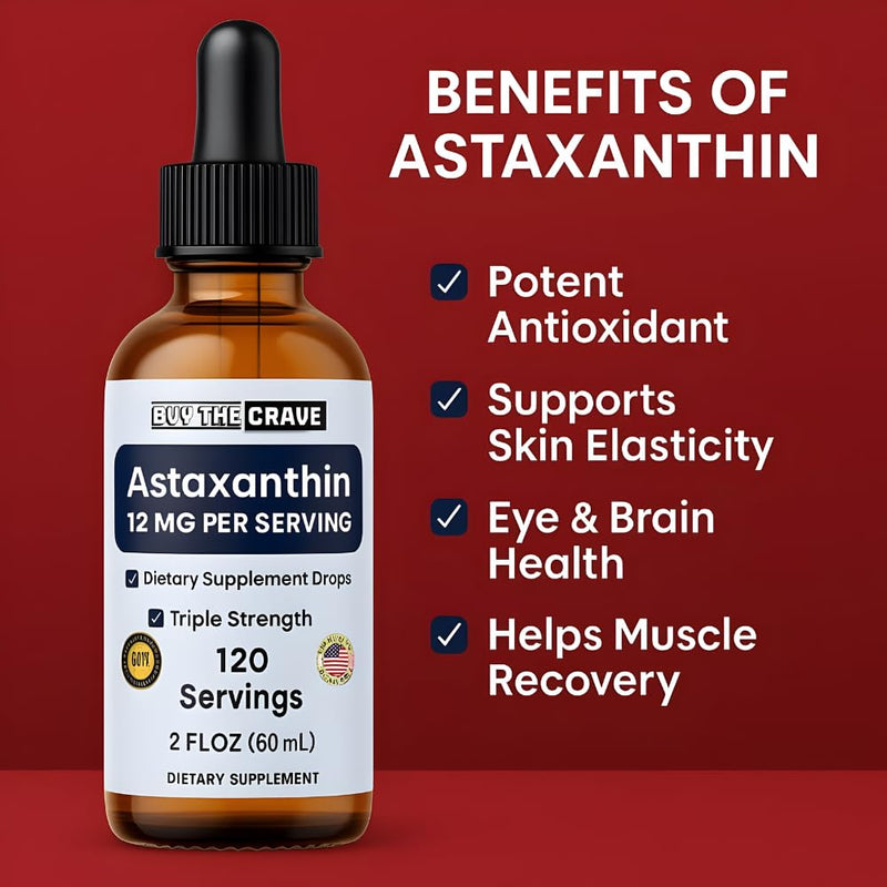 [Australia] - Astaxanthin Liquid Drops Infused with Cold Pressed Extra Virgin Olive Oil ‚Äì 12mg per Serving ‚Äì Natural Antioxidant Support ‚Äì 2 fl oz Dropper Bottle ‚Äì Vegan, Non-GMO 
