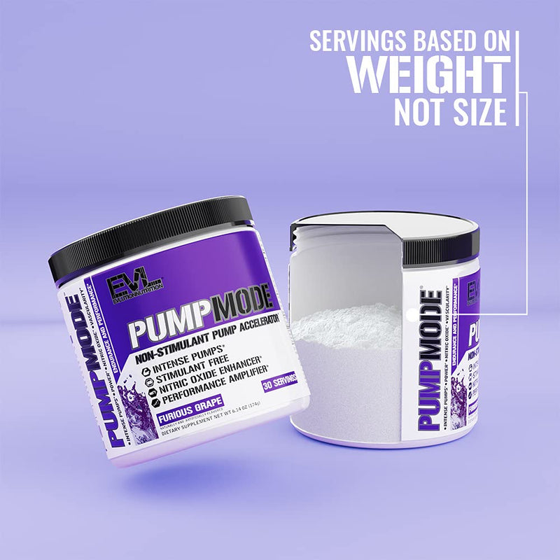 [Australia] - EVL PumpMode Nitric Oxide Supplement - Nitric Oxide Booster Pump Pre Workout Powder with Glycerol and Betaine for Muscle Recovery Growth and Endurance - Stim Free Pre Workout Drink (Furious Grape) Furious Grape 