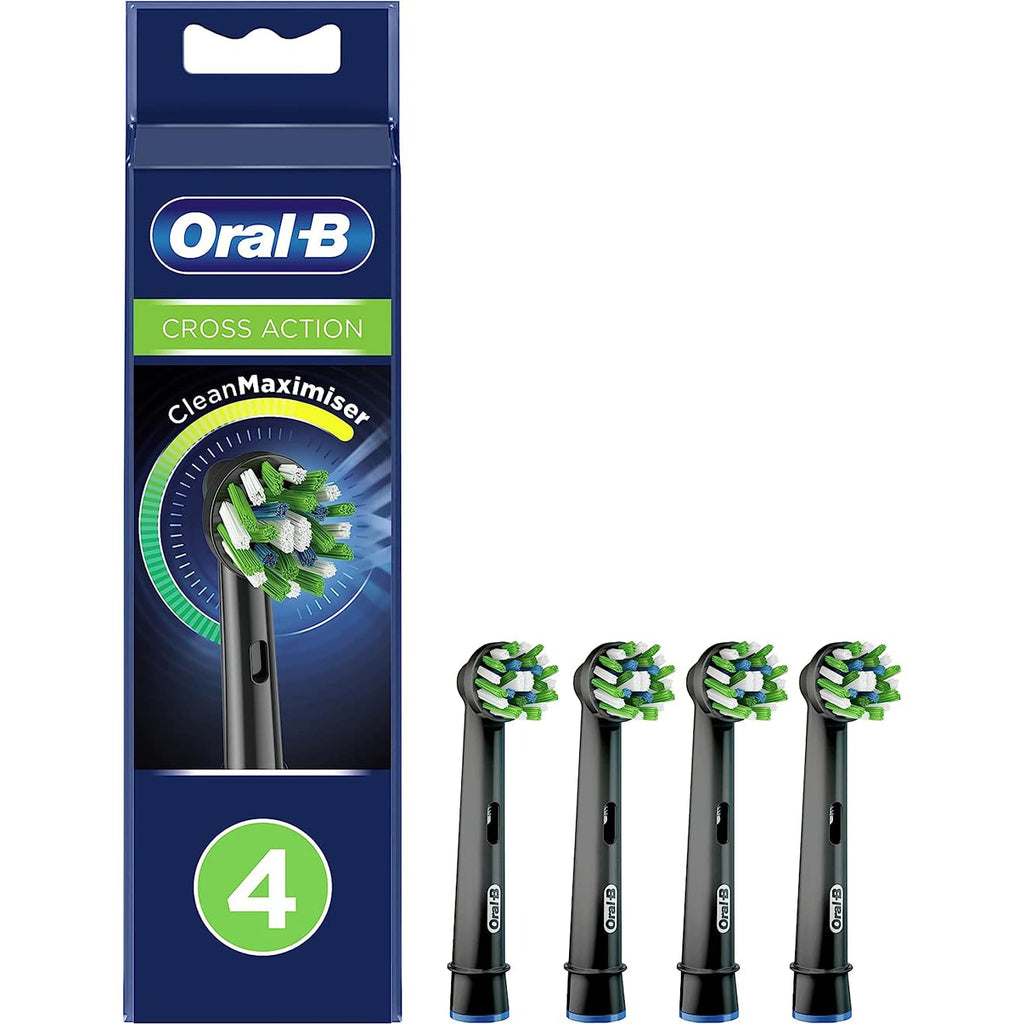 Oral-B Crossaction Electric Toothbrush Replacement Brush Head Refills, Black , 4 Count (Pack of 1) 4 Count (Pack of 1)