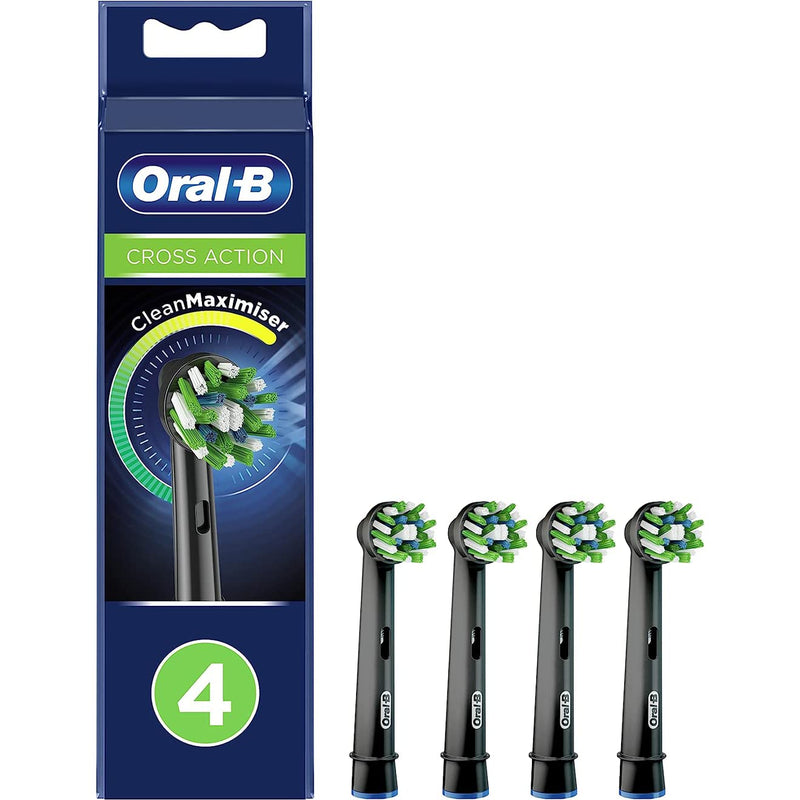 Oral-B Crossaction Electric Toothbrush Replacement Brush Head Refills, Black , 4 Count (Pack of 1) 4 Count (Pack of 1)