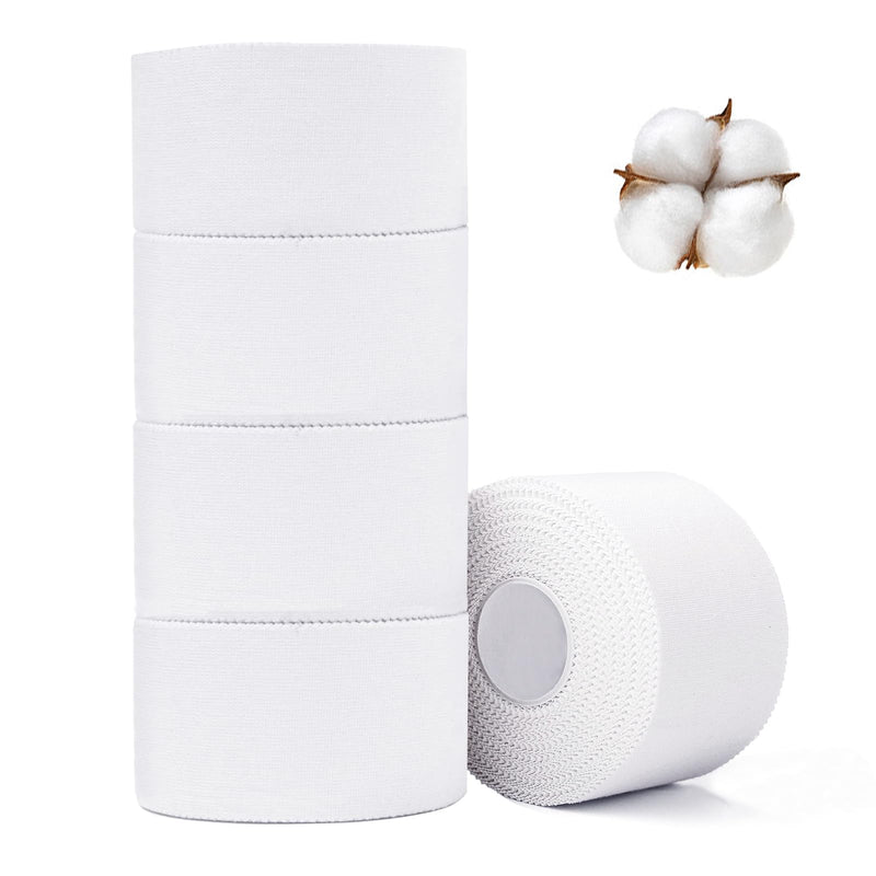 [Australia] - Athletic Tape,5 Pack White Sports Tape,Very Strong No Sticky Residue Wrist Ankle Tape for Gymnastics Boxing Lacrosse Climbing Hockey Bat Injuries Medical (1.5 Inches X 50 Yards) White Athletic Tape (Cotton) -5 Rolls 
