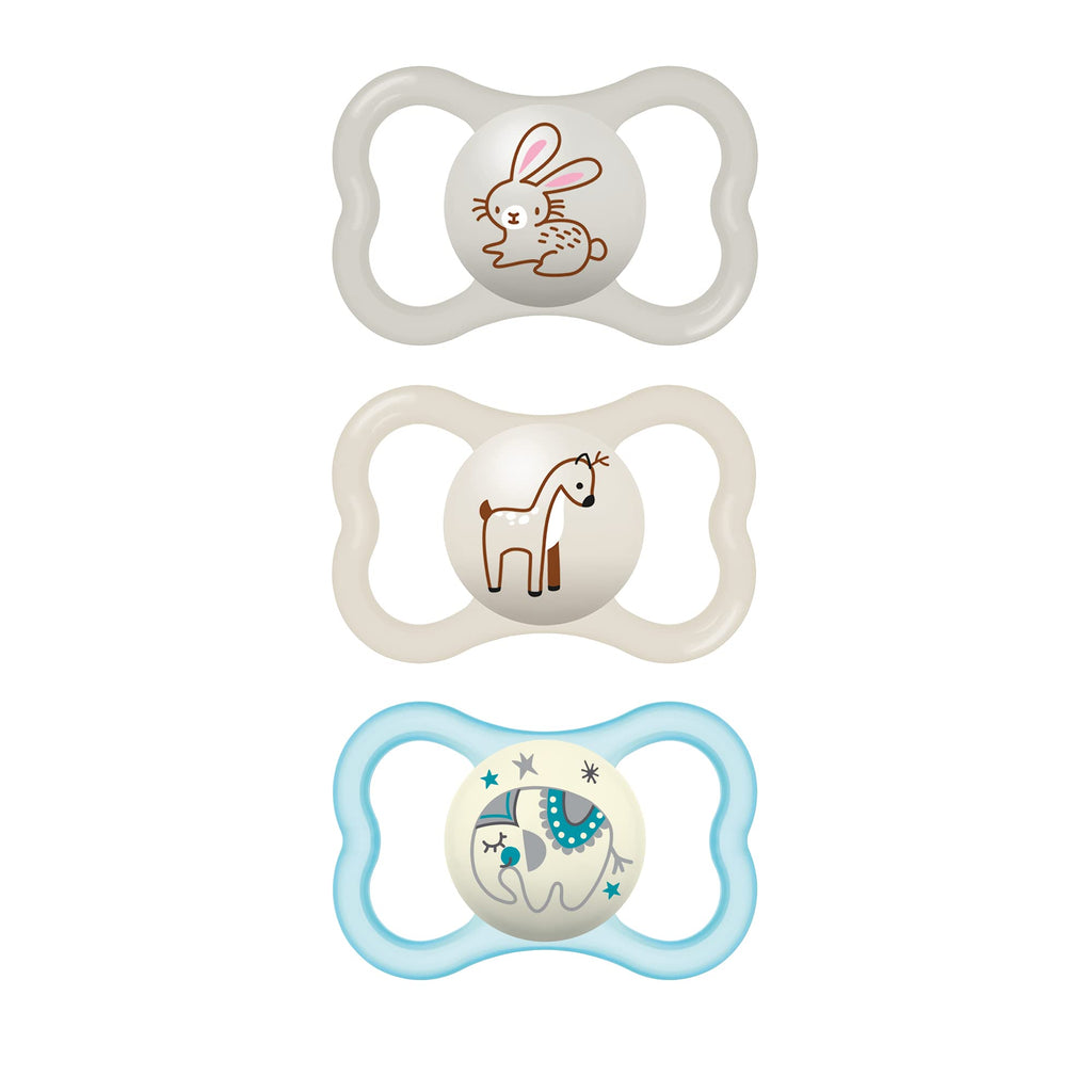 MAM Air Night & Day Baby Pacifier, for Sensitive Skin, Glows in The Dark, 3 Pack, 6-16 Months, Unisex