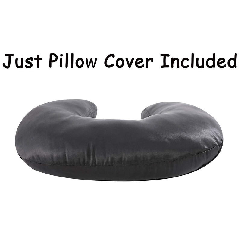 [Australia] - Pro Goleem Satin Nursing Pillow Cover Silk Feeling Soft Feeding Pillow Slipcover for Breastfeeding Moms Fits Standard Infant Nursing Pillow or Positioner Black 