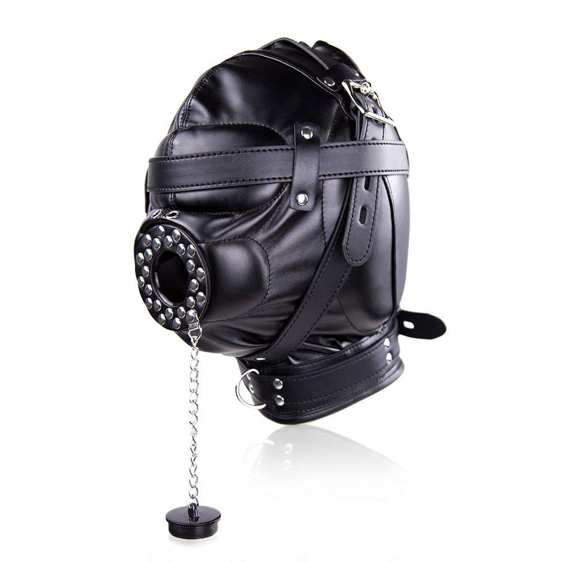 [Australia] - Leather Bondage Mask Hood Black 