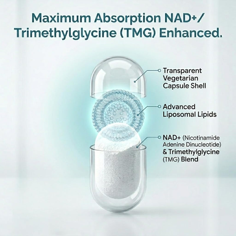 Liposomal NAD+ Supplement, Actual NAD+ Capsules Not Precursor, Advanced Absorption Dietary Formula, 120 Vegetarian Count, Daily Routine Support