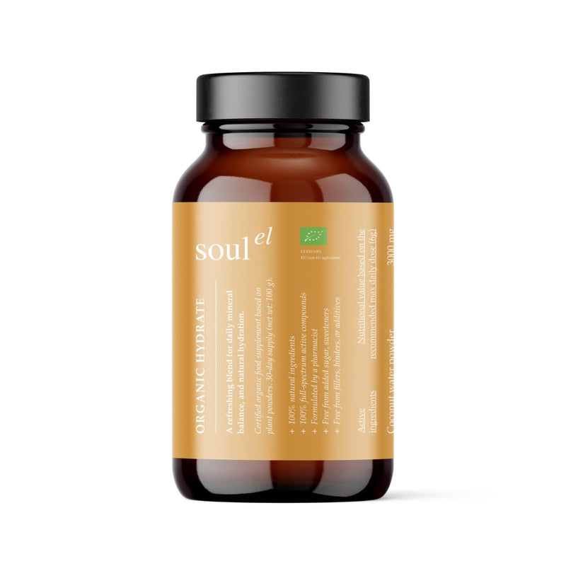 Organic Hydrate 100g - 30 Servings - Certified Organic Botanical Electrolyte Blend for Mineral Balance & Daily Hydration – Natural Vitamin C with Coconut, Baobab & Camu Camu