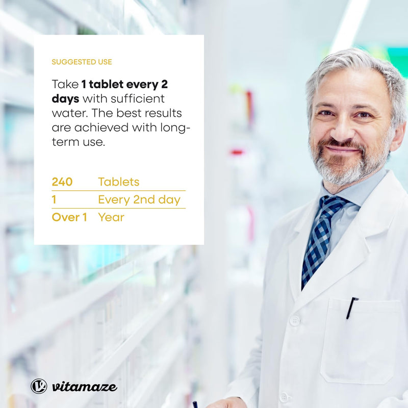 Vitamaze® Vitamin D3 K2 high dose, 2000 IU Vitamin D3 + 100 mcg Vitamin K2 MK7 All Trans, 240 Tablets Vitamin D Without Unnecessary additives, Made in Germany