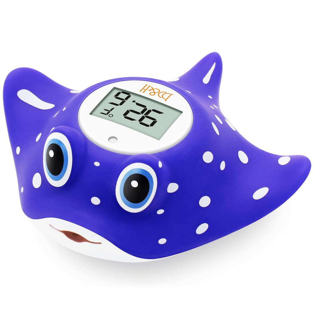 b&h Baby Bath & Room Temperature Thermometer - Digital Infant Bathtub Thermometer, Safe Toddlers Tub Time Floating Toy - Manta Ray blue