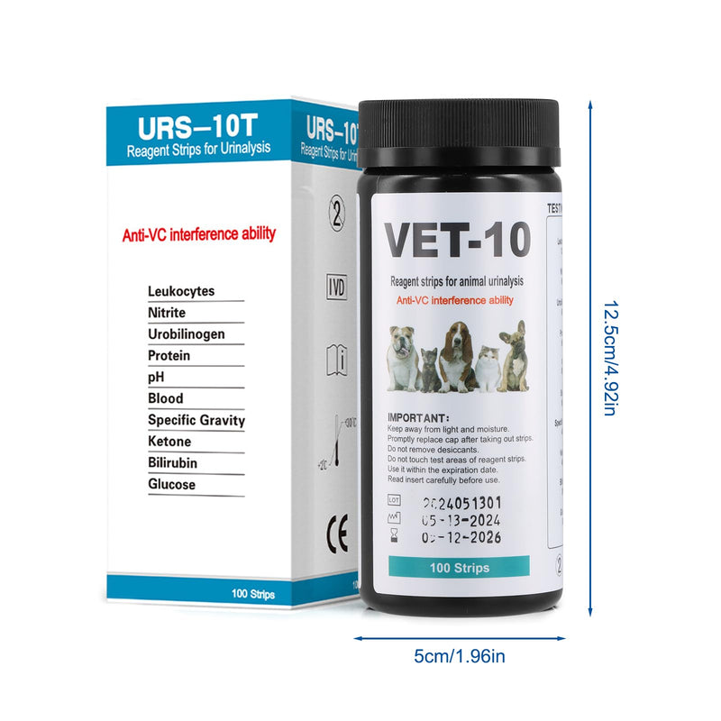 [Australia] - Amexo 100 strips urine test strips pet rapid test ketosis test strips for 10 indicators urine analysis household for cats and dogs urine test strips urinary tract infection 