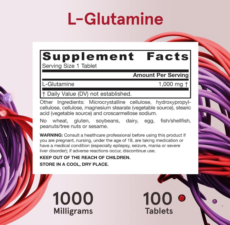 Vegan L Gluthamine, Muscle Tissue, 1000mg per Serving, 100 Tablets