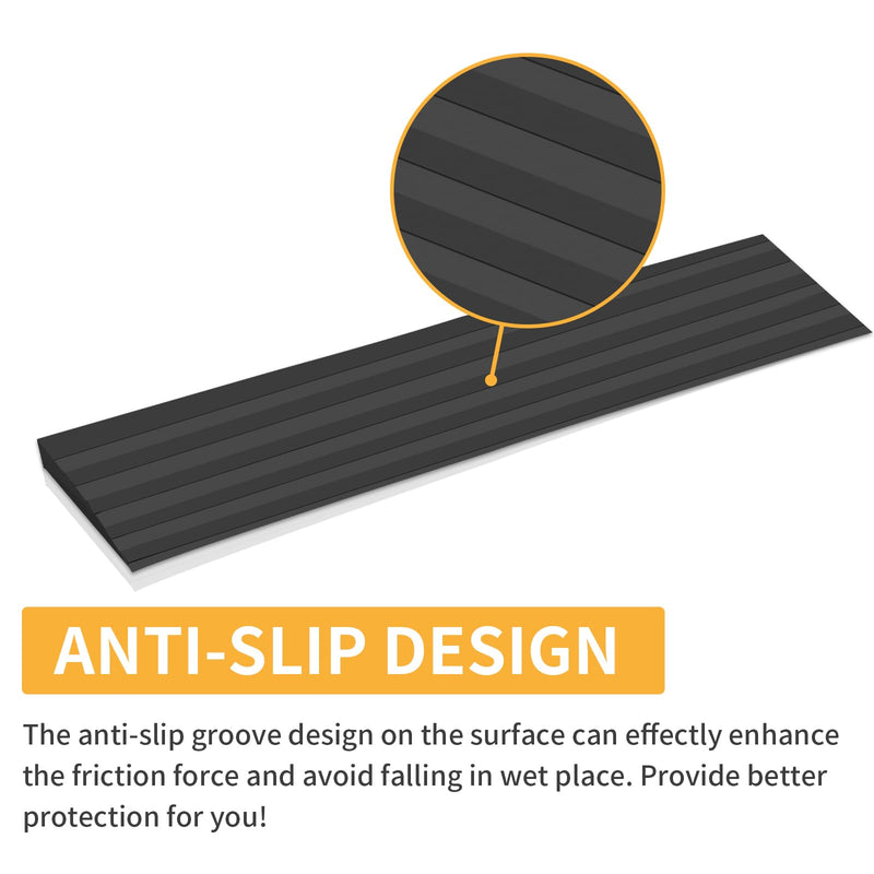 [Australia] - Rubber Door Threshold Ramp Self-Adhesive Rubber Ramp for Door Threshold 2/5 Inch Rise for Wheelchair Scooter Doorway Floor Tile Threshold Transition Strip Reducer (Black, 2 in Wide x 3.3 Ft Long) 2/5”Rise - 3.3Ft Long Black 