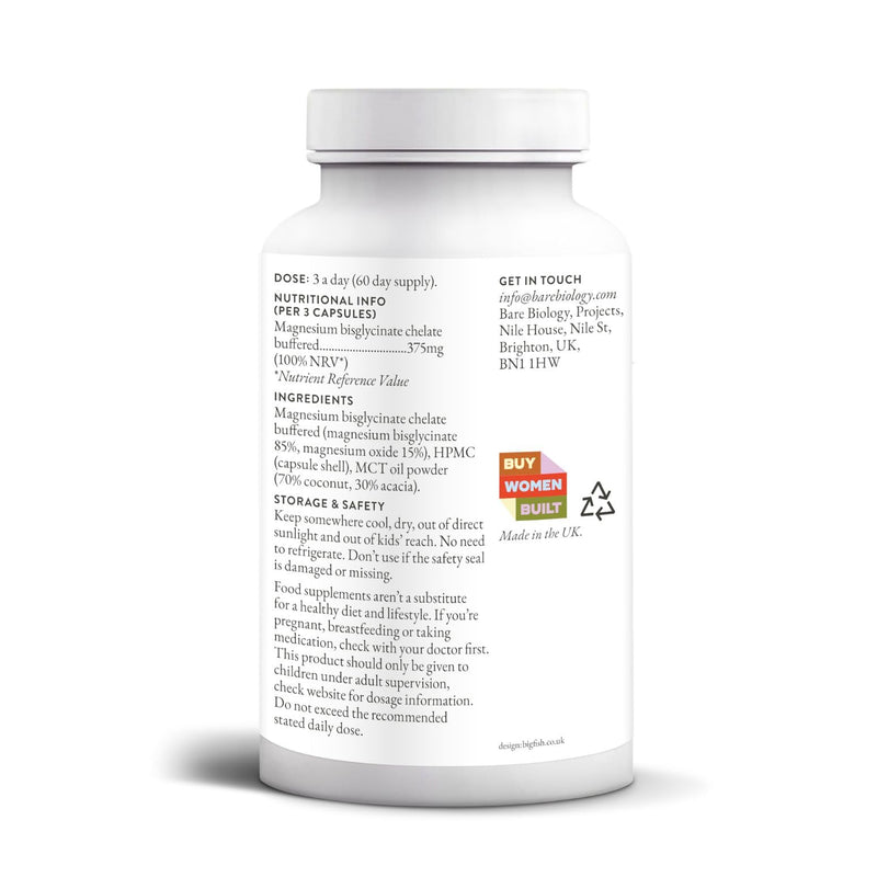 Bare Biology Ready & Rested Magnesium Glycinate Capsules – 60 Day Supply – Magnesium Supplements to Support Nervous System, Energy Regulation & Muscle Recovery