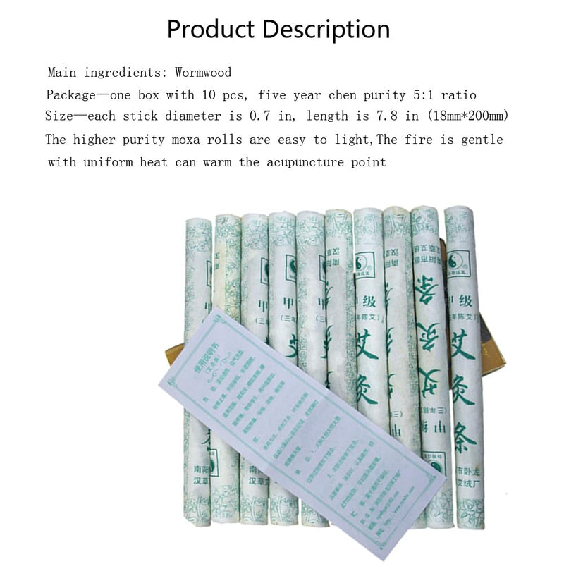 [Australia] - Moxa Sticks Natural Mugwort Rolls Pure Handmade 3-Years Purity Wormwood for Moxibustion Ôºà10 per BoxÔºâ 