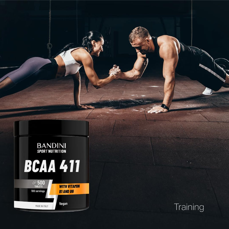 BANDINI® BCAA 4.1.1 500 Tablets - Branched Chain Amino acids BCAAs 4 1 1 | L-Leucine, L-Isoleucine, L-Valine with Vitamin B1 and B6-100% Vegan | Pre and Post Workout Food Supplement - No additives 500 count (Pack of 1)
