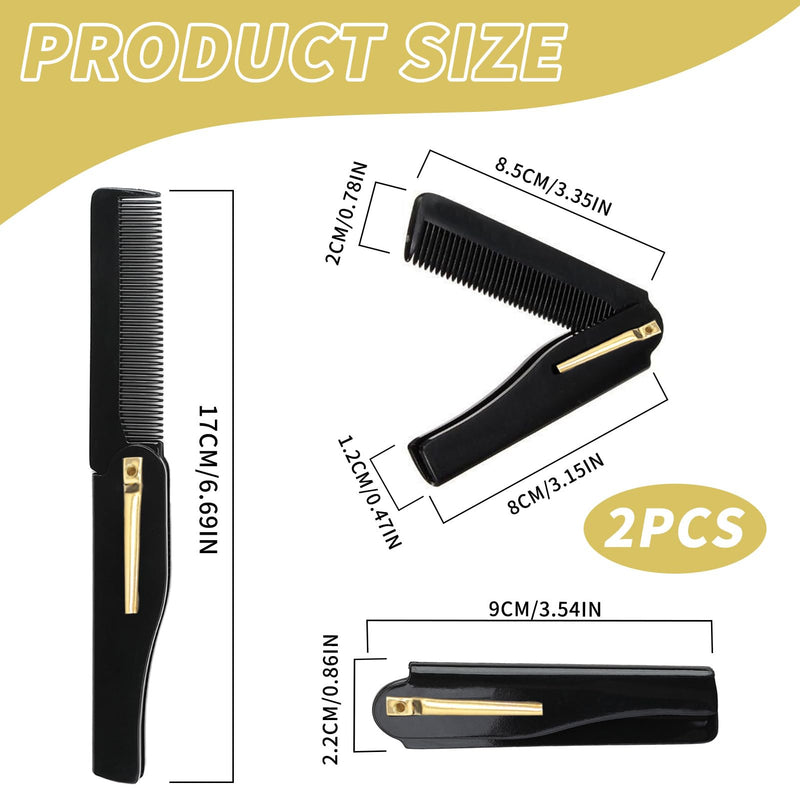 [Australia] - Pack of 2 men's folding comb, folding comb for men, foldable hair and beard comb, portable mini folding comb, anti-static pocket comb for beard and hair care, ideal for travel and everyday life 
