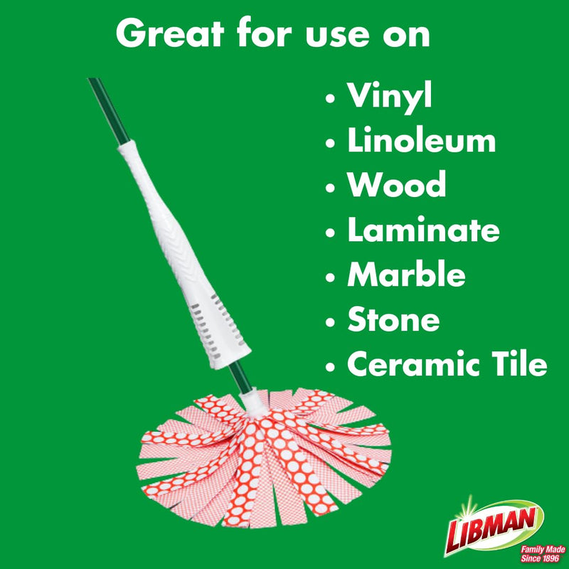 [Australia] - Libman Wonder Mop Head Replacement | Absorbent Microfiber | Self Wringing Mop | Best Mop Refill | Machine Washable | Multi-Surface Floor Mop | 3 Replacement Pads,Red & White 