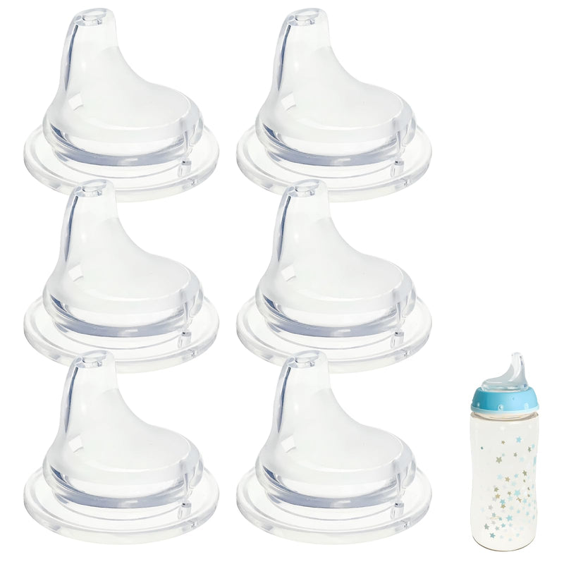 [Australia] - 6 Pack Replacement Silicone Spout Compatible with NUK Active and Learner Cups, Clear Silicone Dishwasher Safe No Spill BPA Free Nipple Replacement Spouts 1 Count (Pack of 6) 