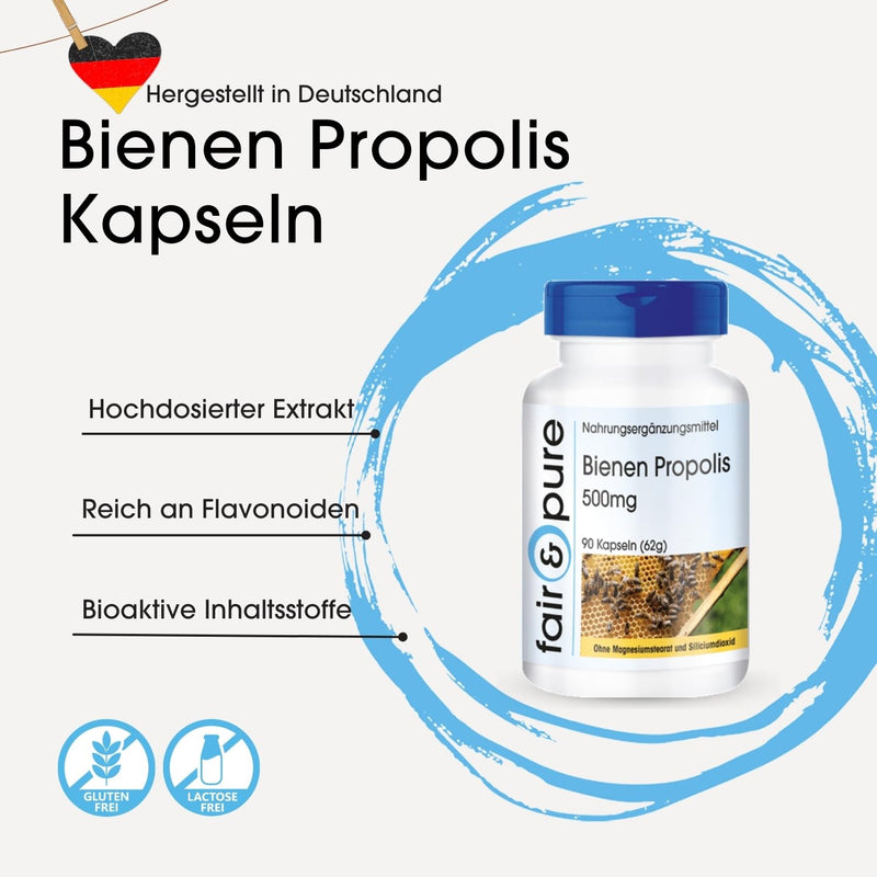 [Australia] - Fair & Pure® - Bee Propolis Capsules 500mg - 90 capsules - natural - rich in flavonoids and procyanidins - without magnesium stearate 